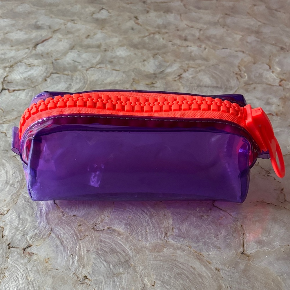 Super Cute Makeup Pouch Purple & Neon Orange
